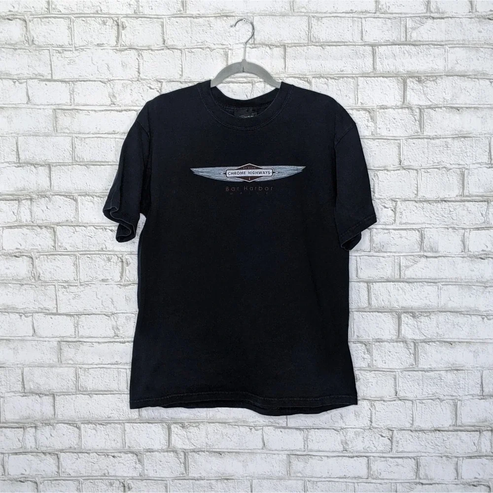 Vintage Biker Harley Motorcycle Chrome Maine Shirt
